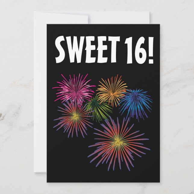 SWEET 16 FIREWORKS PARTY CUSTOM INVITATIONS (Front)