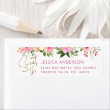 Sweet 16 Floral Blush Pink and Gold Return Address