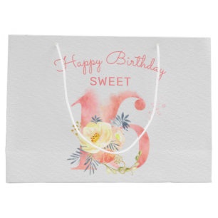 Sweet 16 Floral Number Large 16th Birthday Gift Bag