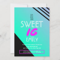 Sweet 16 Flyer Club Theme Geometric Neon Stripes