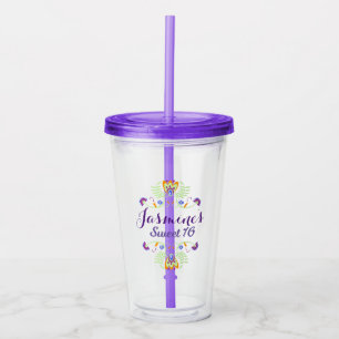 Sweet 16 Folk Florals Art Design Acrylic Tumbler