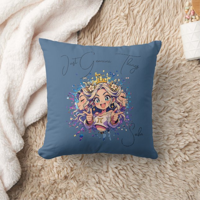 Sweet 16 Gemini Anime Custom Name Pillow (Blanket)
