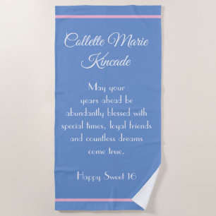 Sweet 16 Gift! Special custom Beach towel