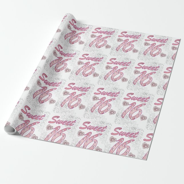 Sweet 16 Gift Wrapping Paper (Unrolled)
