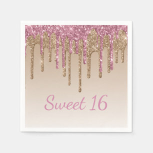 Sweet 16 Glam Script Ombré Sparkle Napkin