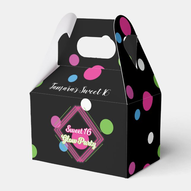 Sweet 16 Glow Party Candy Favour Box (Front Side)