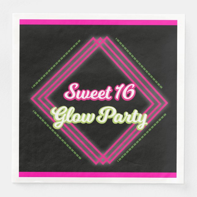 Sweet 16 Glow Party Napkin (Front)