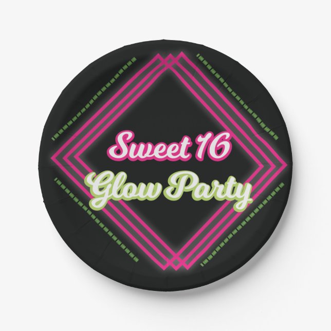Sweet 16 Glow Party Plates (Front)