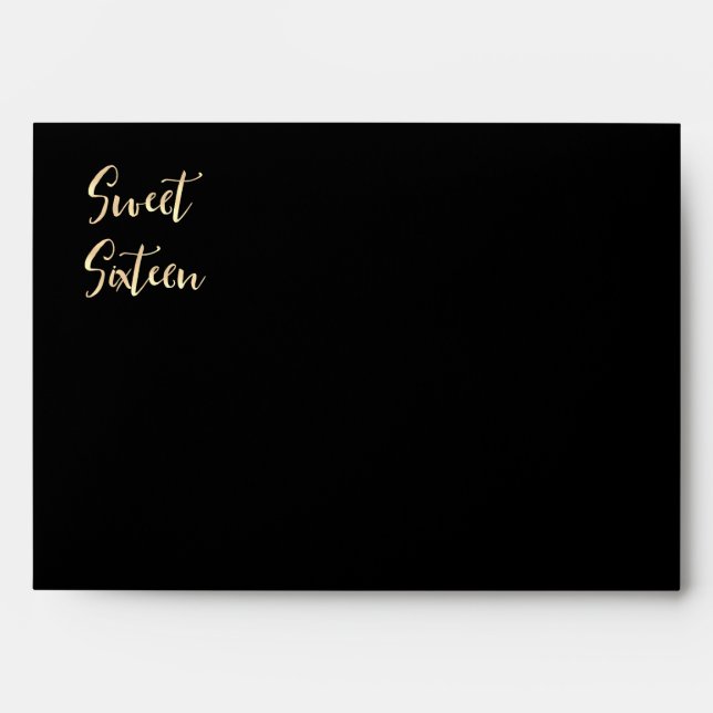 Sweet 16 Gold Address Printed on Back Envelope (Front)