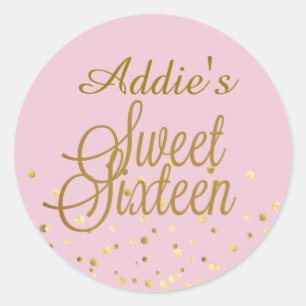 Sweet 16 Gold Dot Stickers