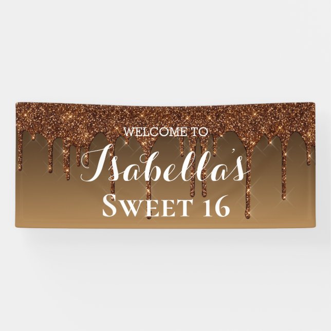 Sweet 16 | Gold Dripping Glitter Banner (Horizontal)