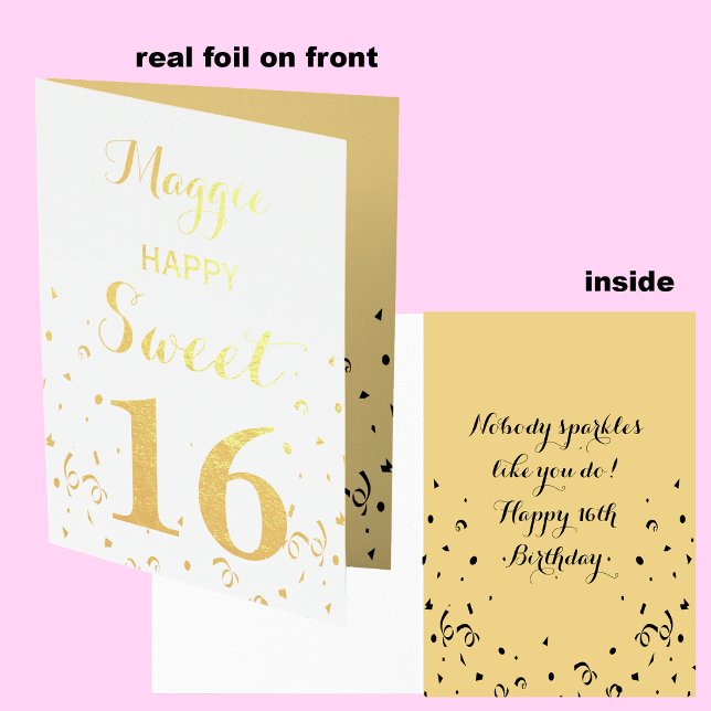Sweet 16 Gold Foil Birthday Card (Creator Uploaded)