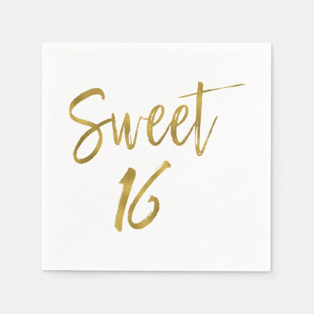 Sweet 16 Gold Foil Birthday Napkins (Front)