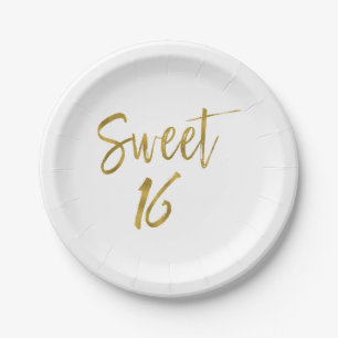 Sweet 16 Gold Foil Birthday Paper Plate