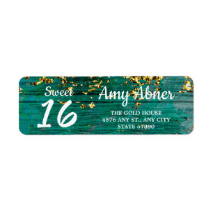 Sweet 16 Gold Glitter Birthday Return Address