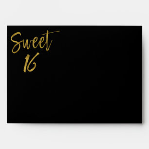 Sweet 16 Gold Return Address Printed on Back Envelopes