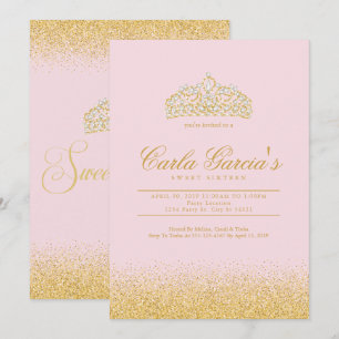 Sweet 16 Gold & Sparling Invitations