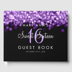 Sweet 16 Guestbook Party Shimmering Purple Lights