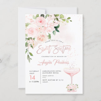 Sweet 16 H2 Blush Anthuriums Roses Peonies Invitation