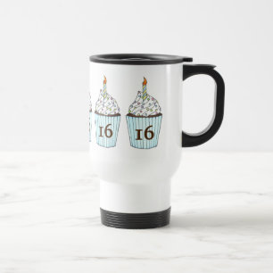 Sweet 16 Happy Birthday Cupcake Sprinkles Favour Travel Mug