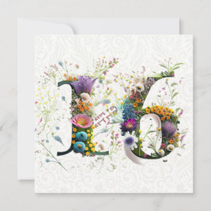 Sweet 16 Happy Birthday Wildflowers Text Card