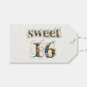 Sweet 16 Happy Birthday Wildflowers Text Gift Tags
