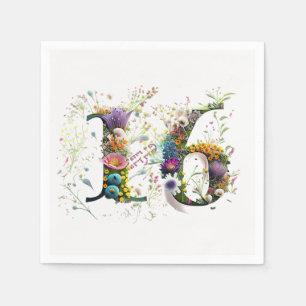 Sweet 16 Happy Birthday Wildflowers Text Napkin
