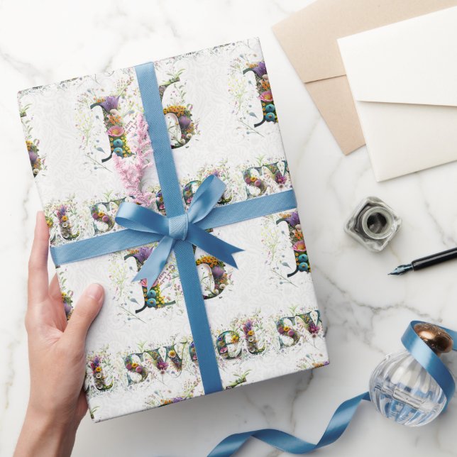 Sweet 16 Happy Birthday Wildflowers Text Wrapping Paper (Gifting)