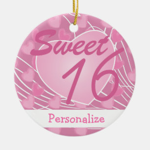 Sweet 16 Heart - Birthday Ceramic Tree Decoration