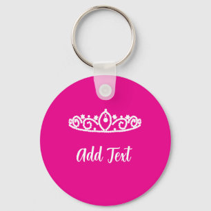 Sweet 16 Hot Pink keyring with White Tiara Design