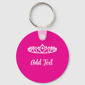 Sweet 16 Hot Pink keyring with White Tiara Design 