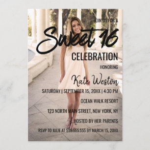 Sweet 16 Invitation Custom Photo Template Design