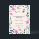 Sweet 16 Invitation floral pink<br><div class="desc">Pink floral sweet 16 invitation card. Can customise dates,  times,  and addresses.</div>