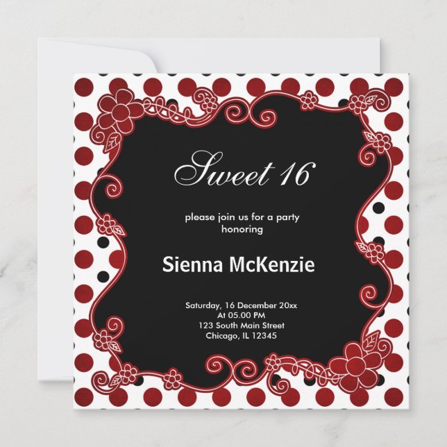 Sweet 16 Lady Bug Invitation (Front)