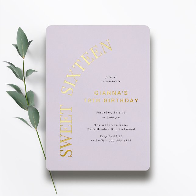 Sweet 16 | Lavender Purple & Gold Girl's Birthday (Creator Uploaded)