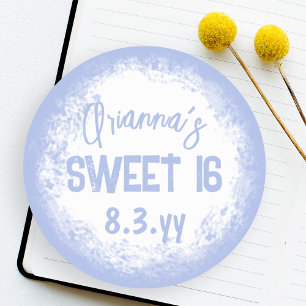 Sweet 16 Light Blue Personised Sticker Seal Label
