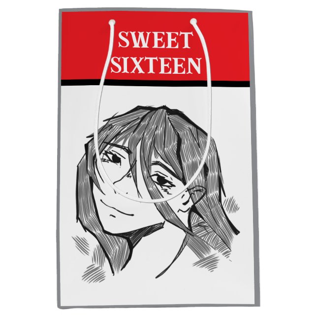 Sweet 16 lineart medium gift bag (Front)