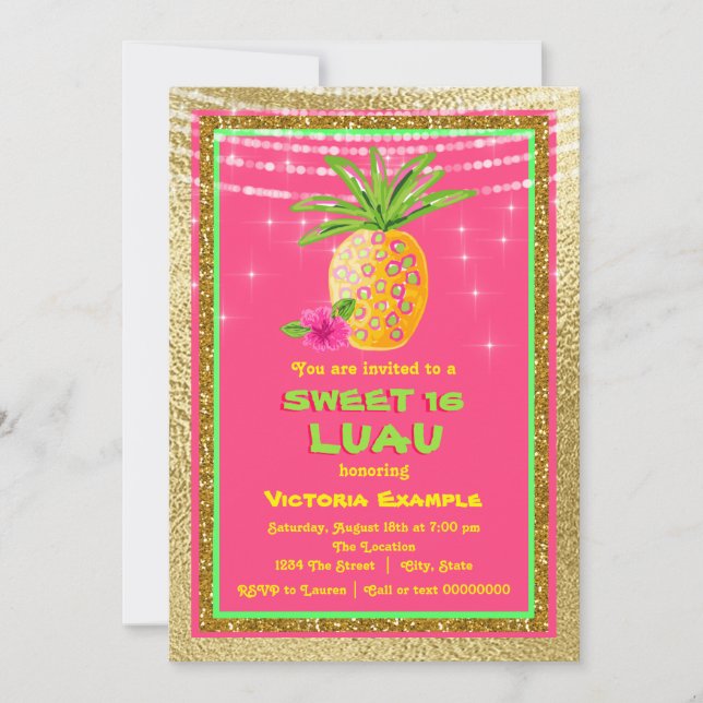 Sweet 16 Luau Invitation (Front)
