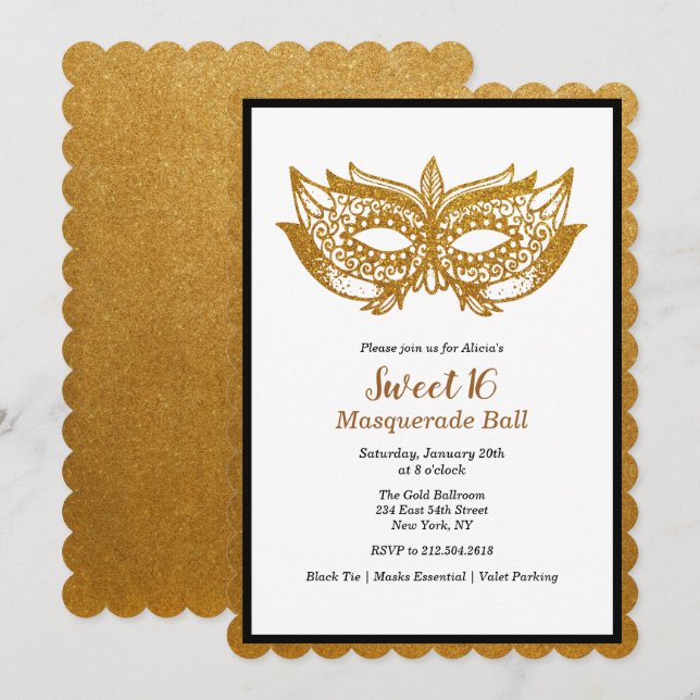 Sweet 16 Masquerade Ball Invitation (Front/Back)