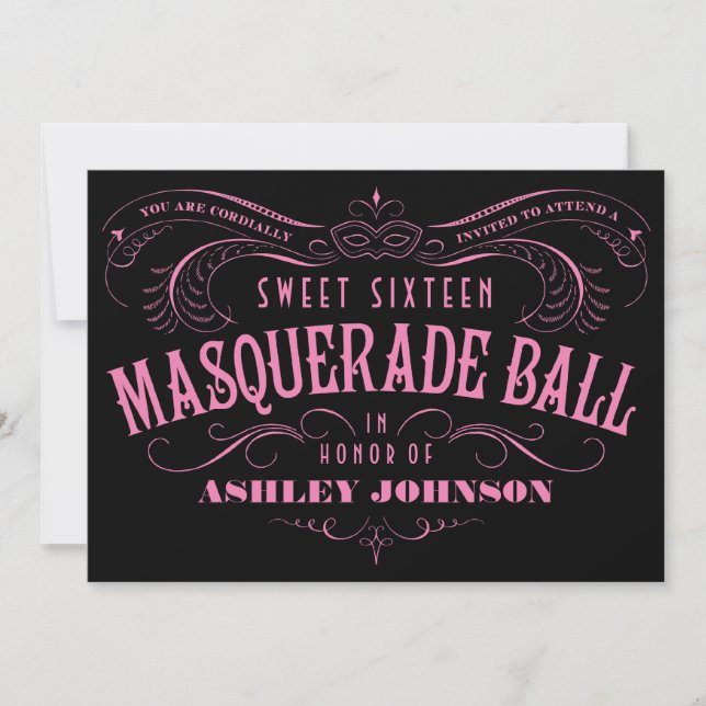 Sweet 16 Masquerade Ball Invitations (Front)