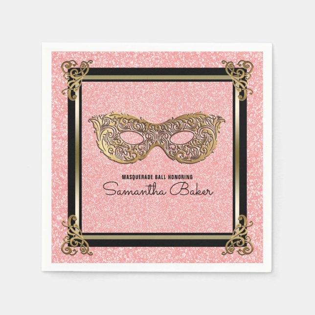 Sweet 16 Masquerade Birthday Party | Sweet Sixteen Napkin (Front)
