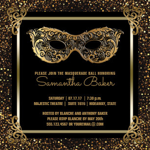 Masquerade Birthday Invitations Zazzle Uk