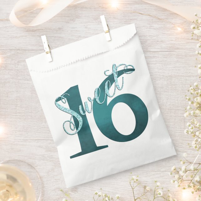 Sweet 16 | Mermaid Ombre Blue Green Name Birthday Favour Bags (Clipped)