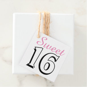 Sweet 16 Modern Chic Pink Birthday Party Favour Tags