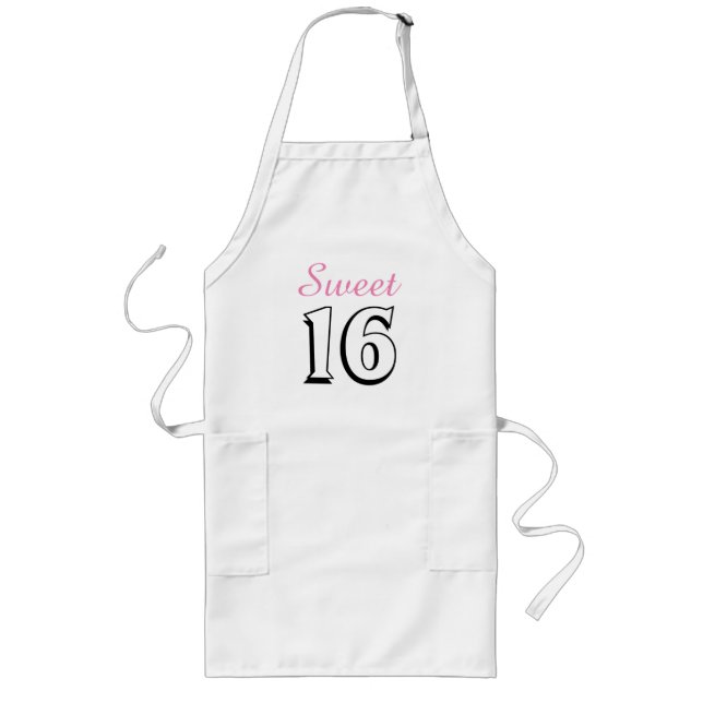 Sweet 16 Modern Chic Pink Birthday Party Long Apron (Front)