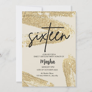 Sweet 16 Modern Dusty Pink & gold glitter card