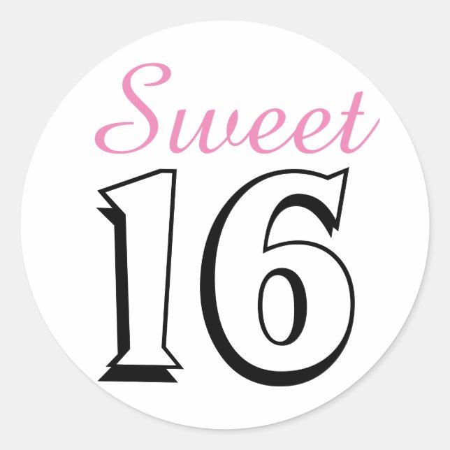 Sweet 16 Modern Pink Birthday Party Favour Classic Round Sticker (Front)