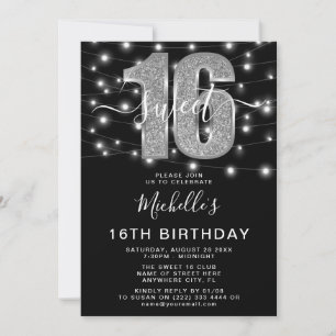 'Sweet 16' Modern Sixteen Birthday Party Photo Invitation