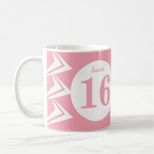 Sweet 16 monogram name pink and white coffee mug