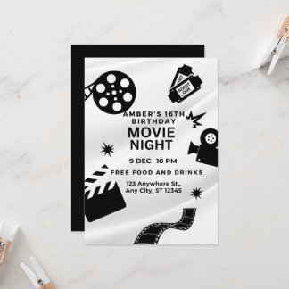 "Sweet 16 Movie Night Bash Invitation